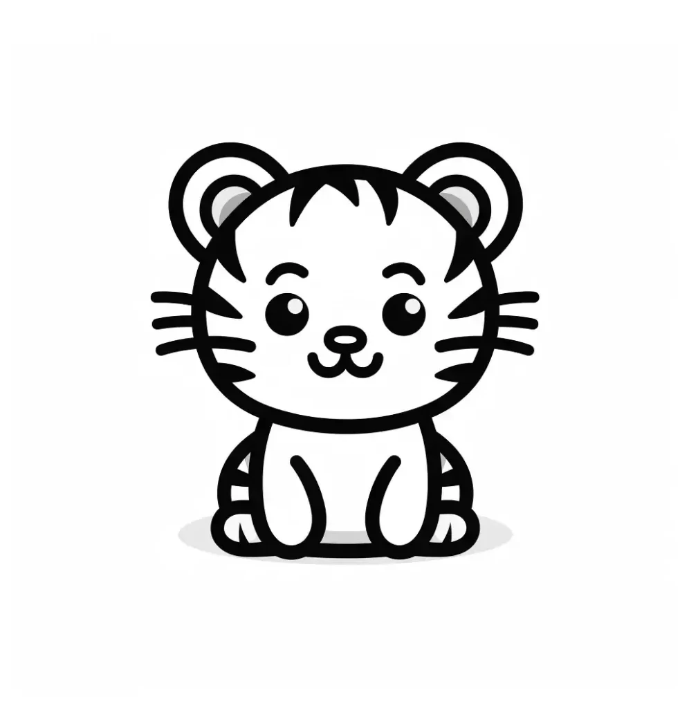 tiger thick line vector logo icon cartoon illustration