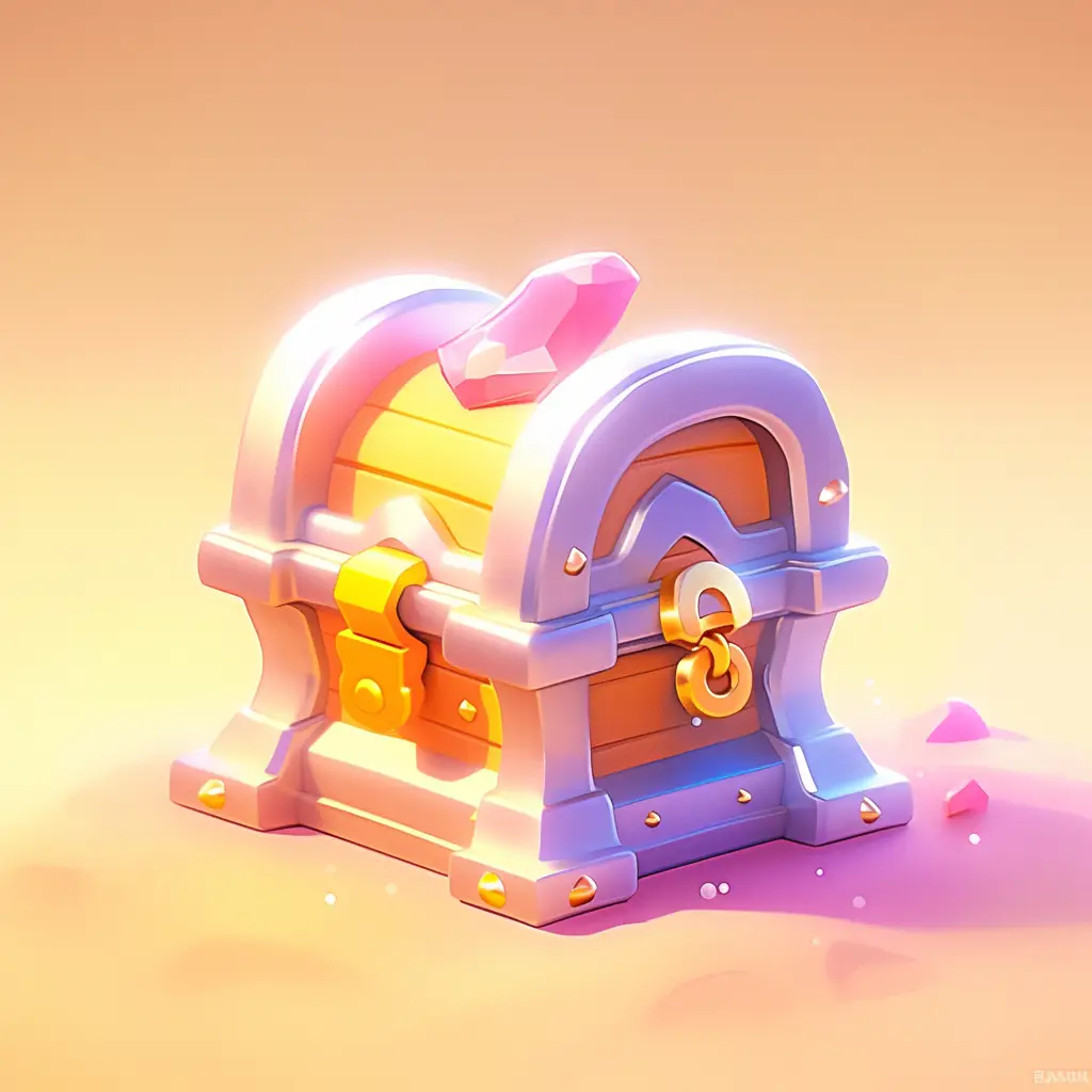 treasure chest box icon 3D UI game golden