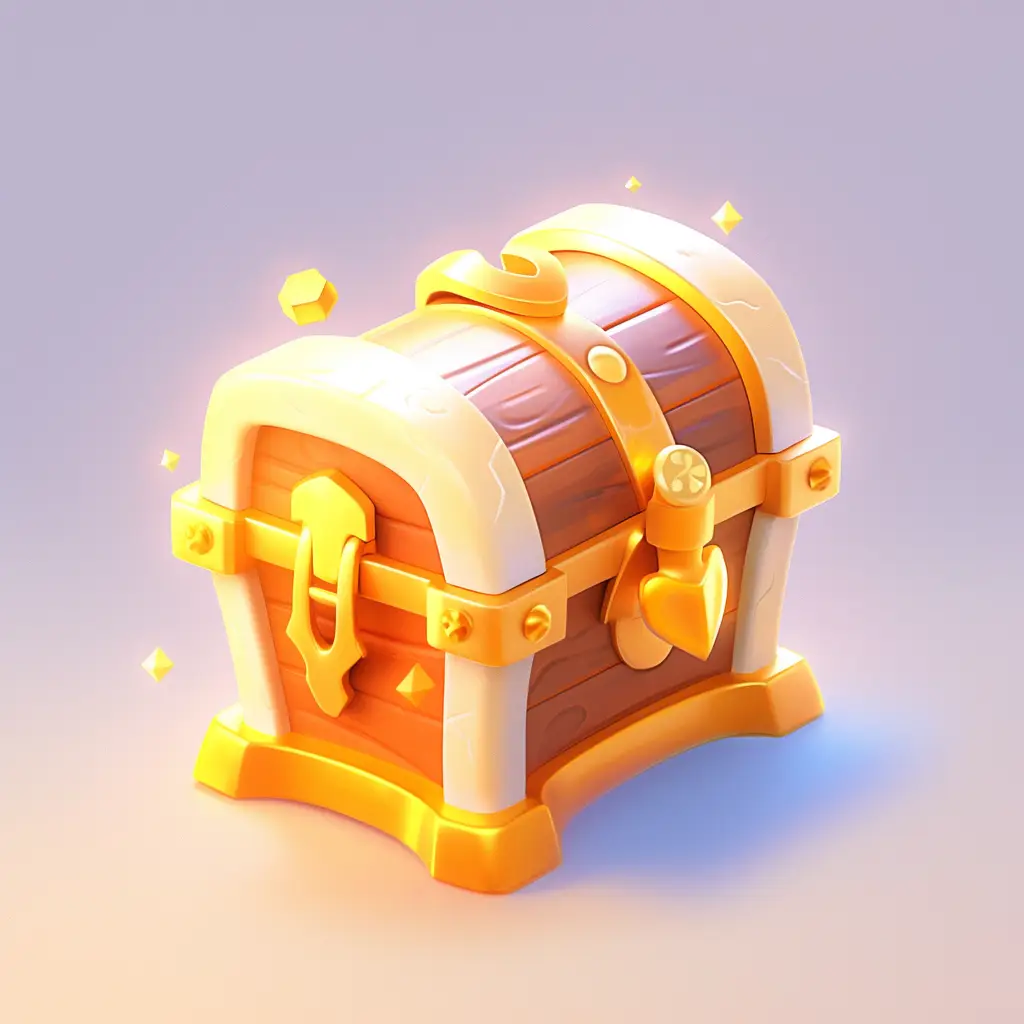 treasure chest box icon 3D game golden UI