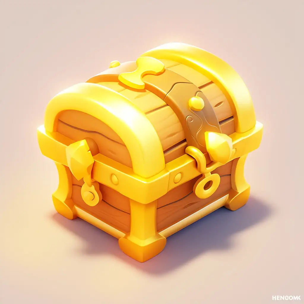 treasure chest box icon 3D golden UI game