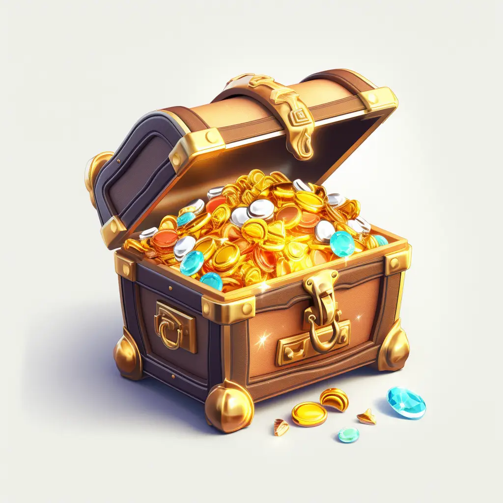treasure chest box icon 3D material game UI art golden gold