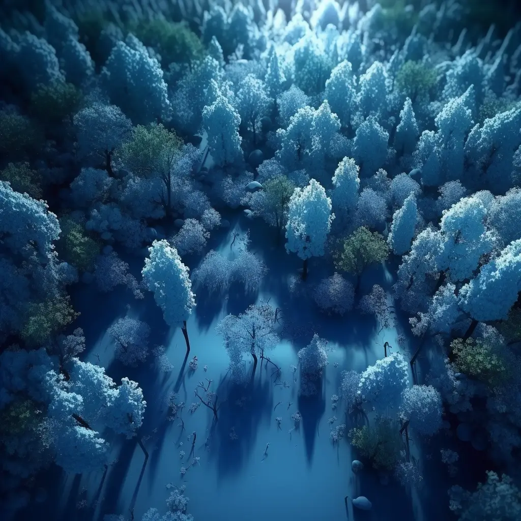 tree forest woods blue 3D scene model