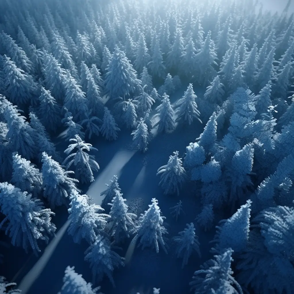 tree forest woods blue scene model 3D