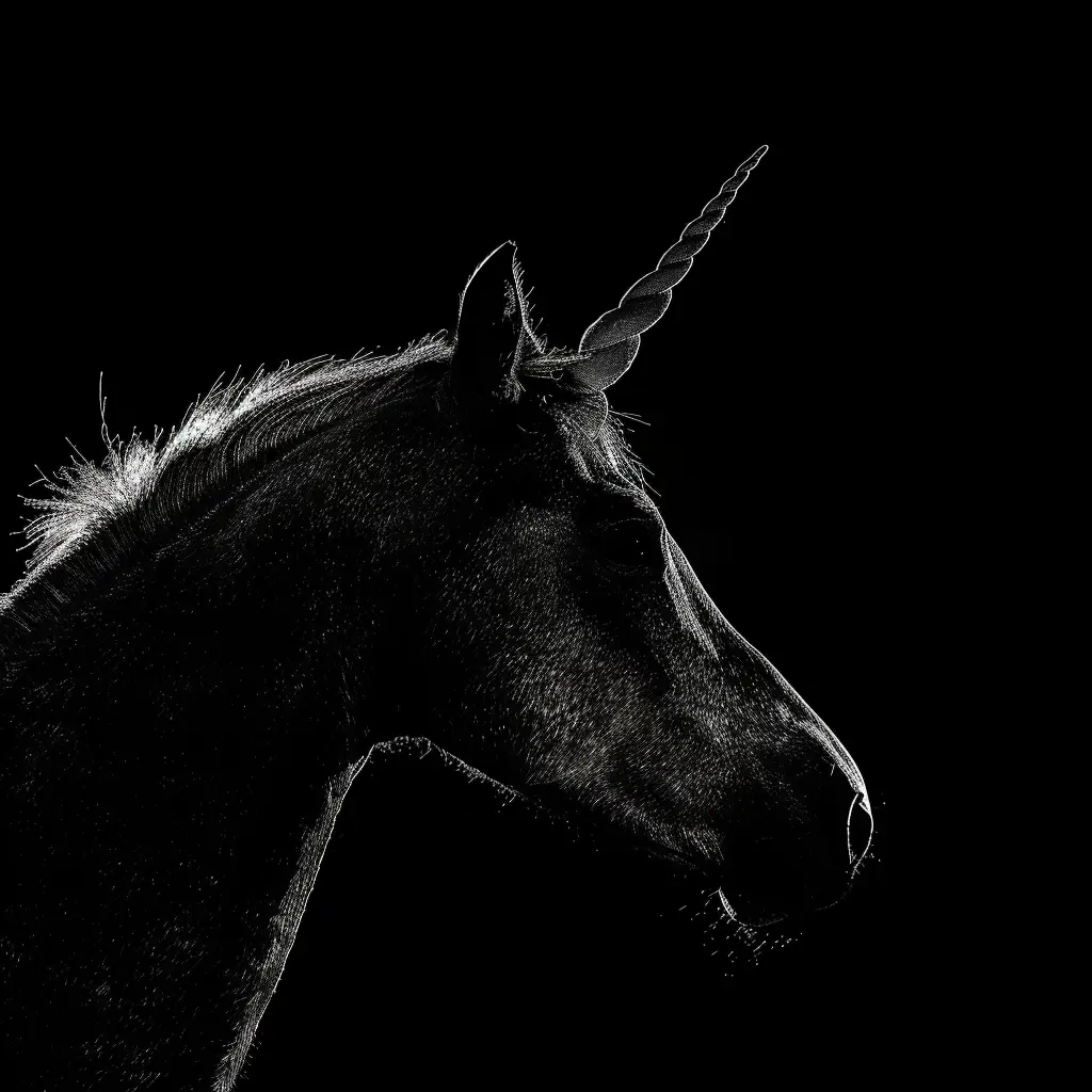 unicorn black white light face head mysterious silhouette photography
