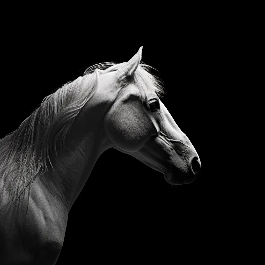 white horse side black face head silhouette photography