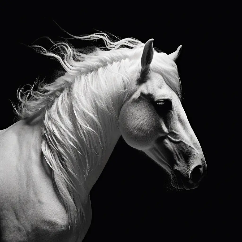 white horse side photography black head face silhouette
