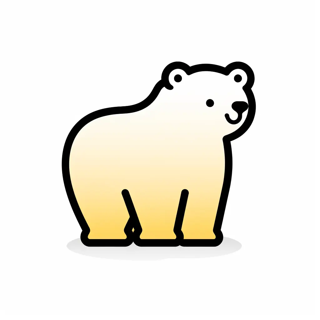 white polar bear side lateral icon thick line cartoon vector logo