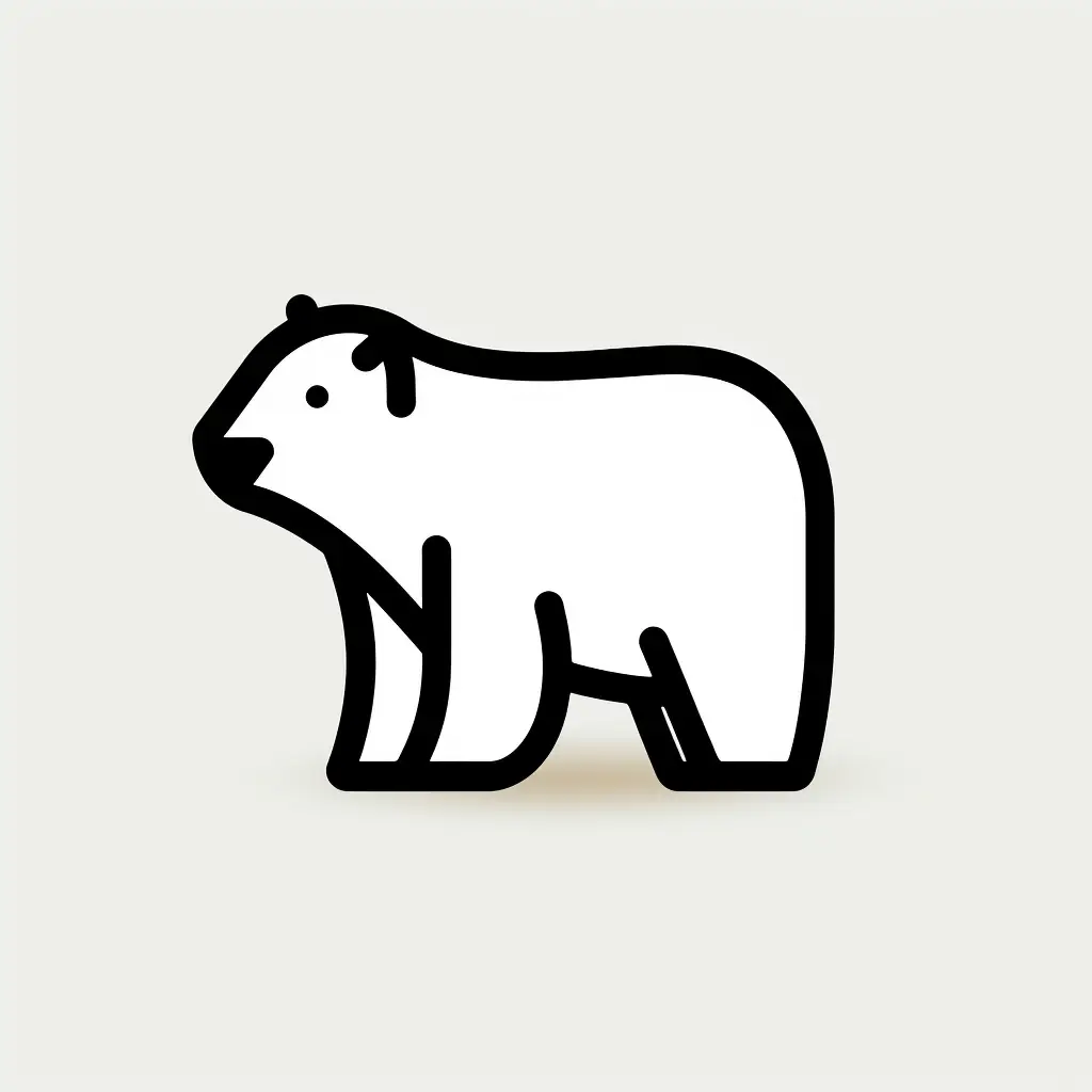 white polar bear side lateral thick line cartoon vector logo icon