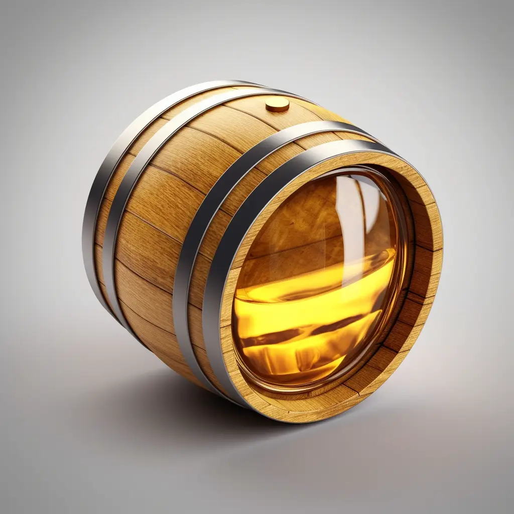 wine wooden barrel icon 3D material game UI art gold golden