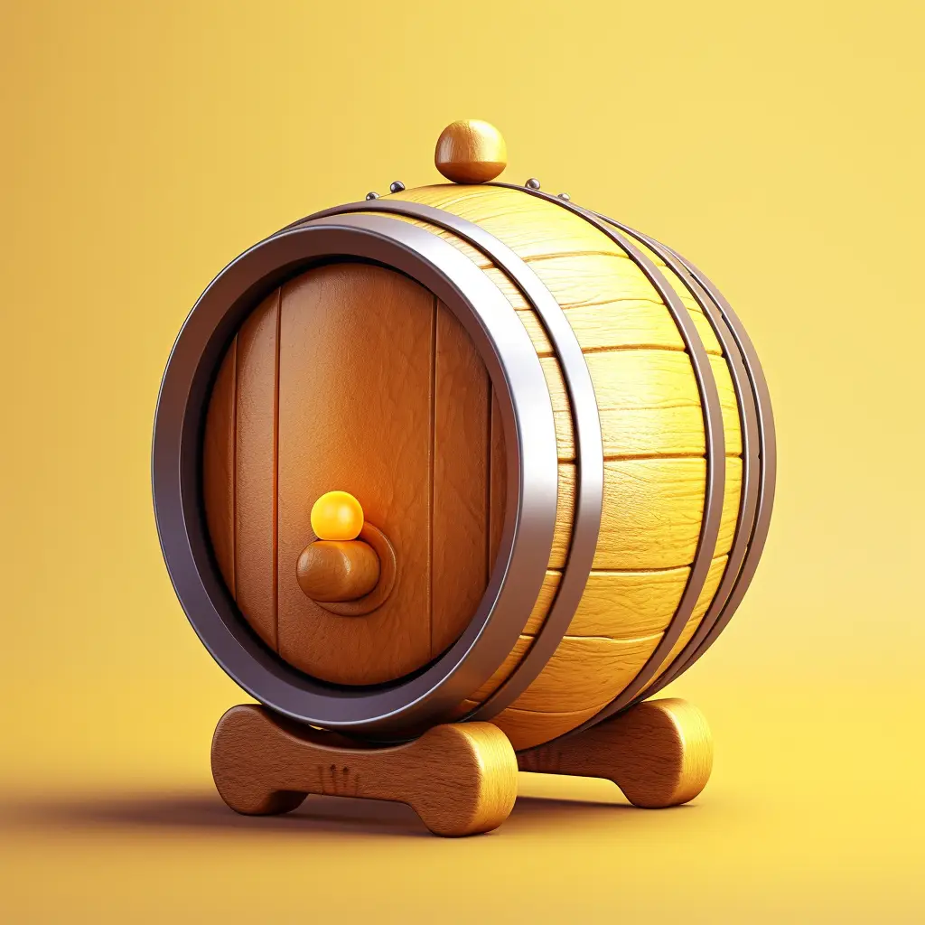 wine wooden barrel icon 3D material game UI golden art gold