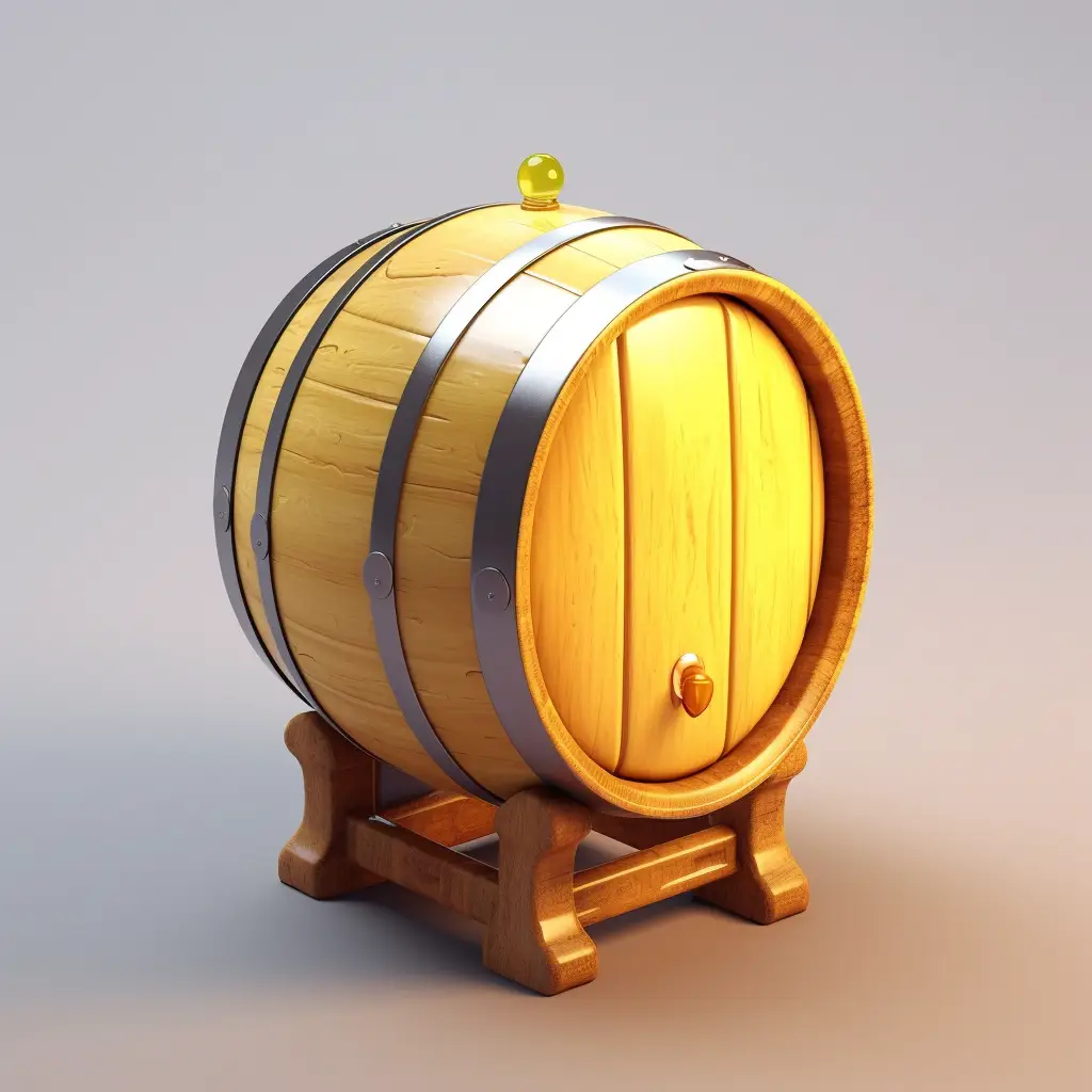 wine wooden barrel icon 3D material game golden UI art gold