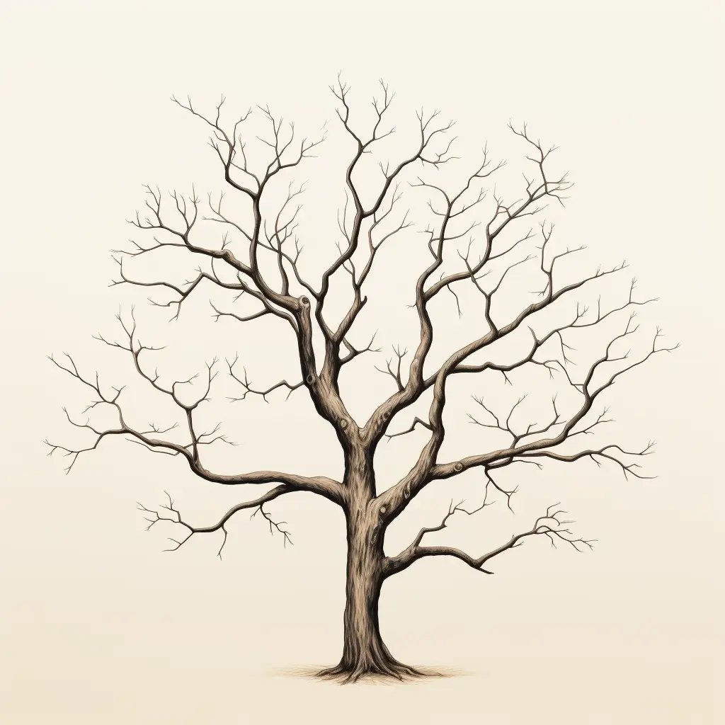 withered tree dry single bole trunk illustration