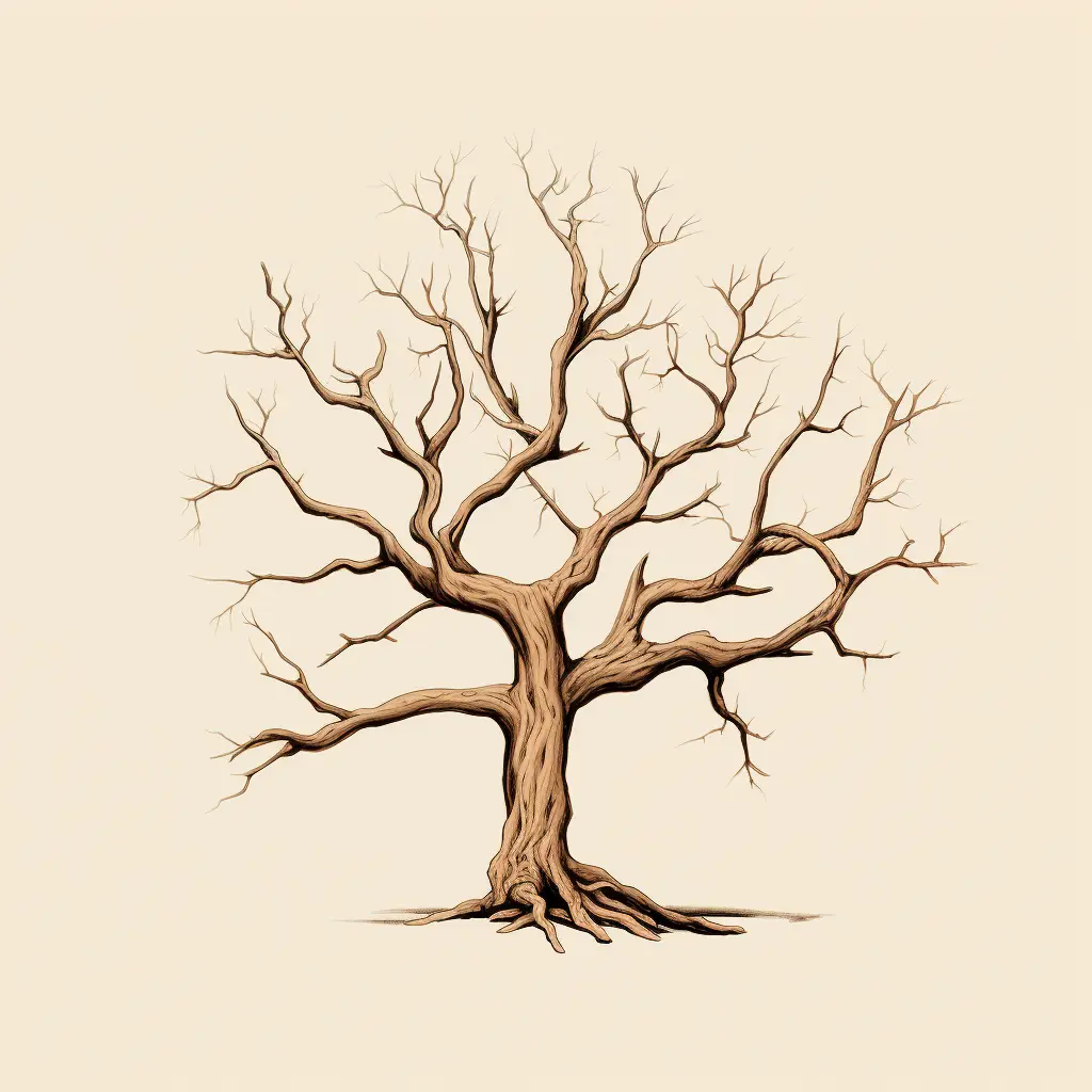 withered tree dry single illustration bole trunk
