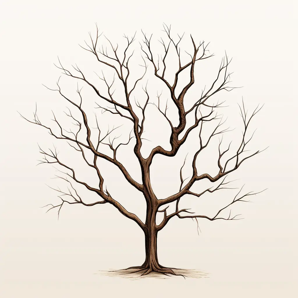 withered tree dry single illustration trunk bole