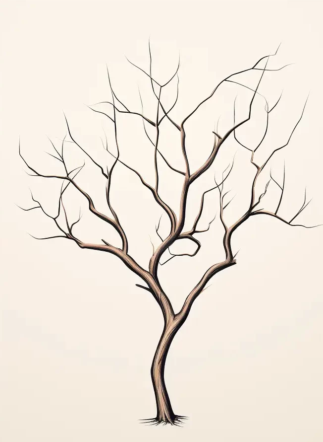withered tree dry single trunk bole illustration