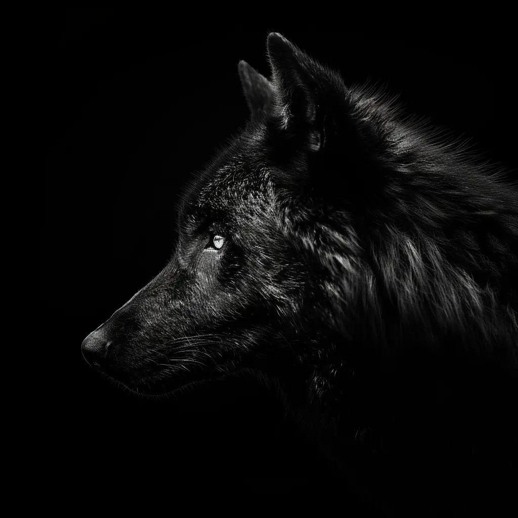 wolf black white light face head silhouette mysterious photography
