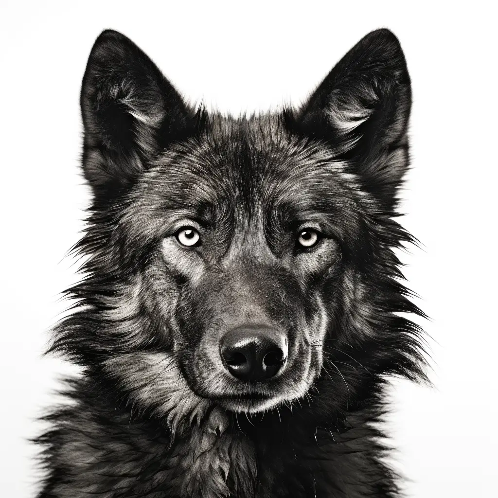 wolf black white photography face head silhouette front