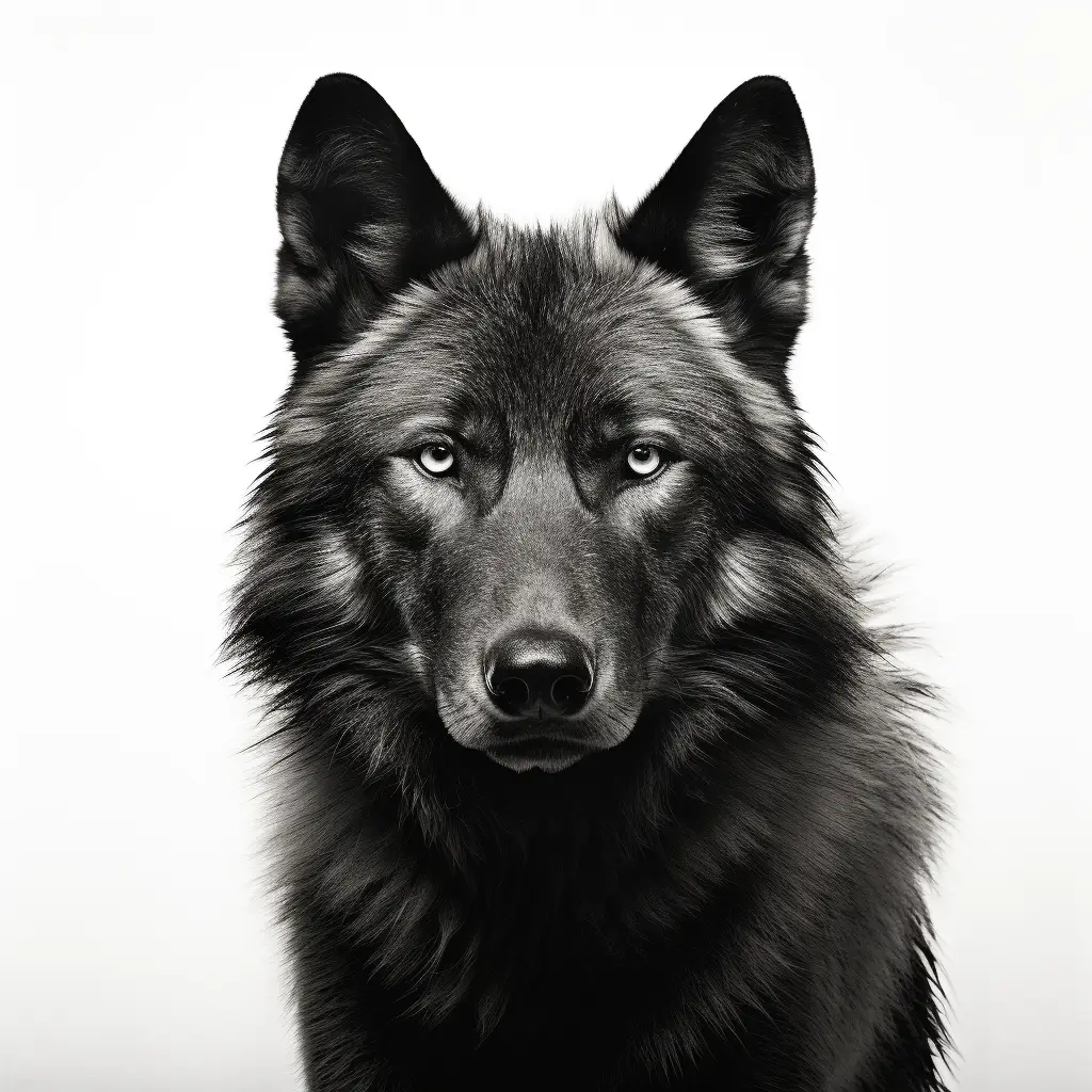 wolf black white photography head face silhouette front