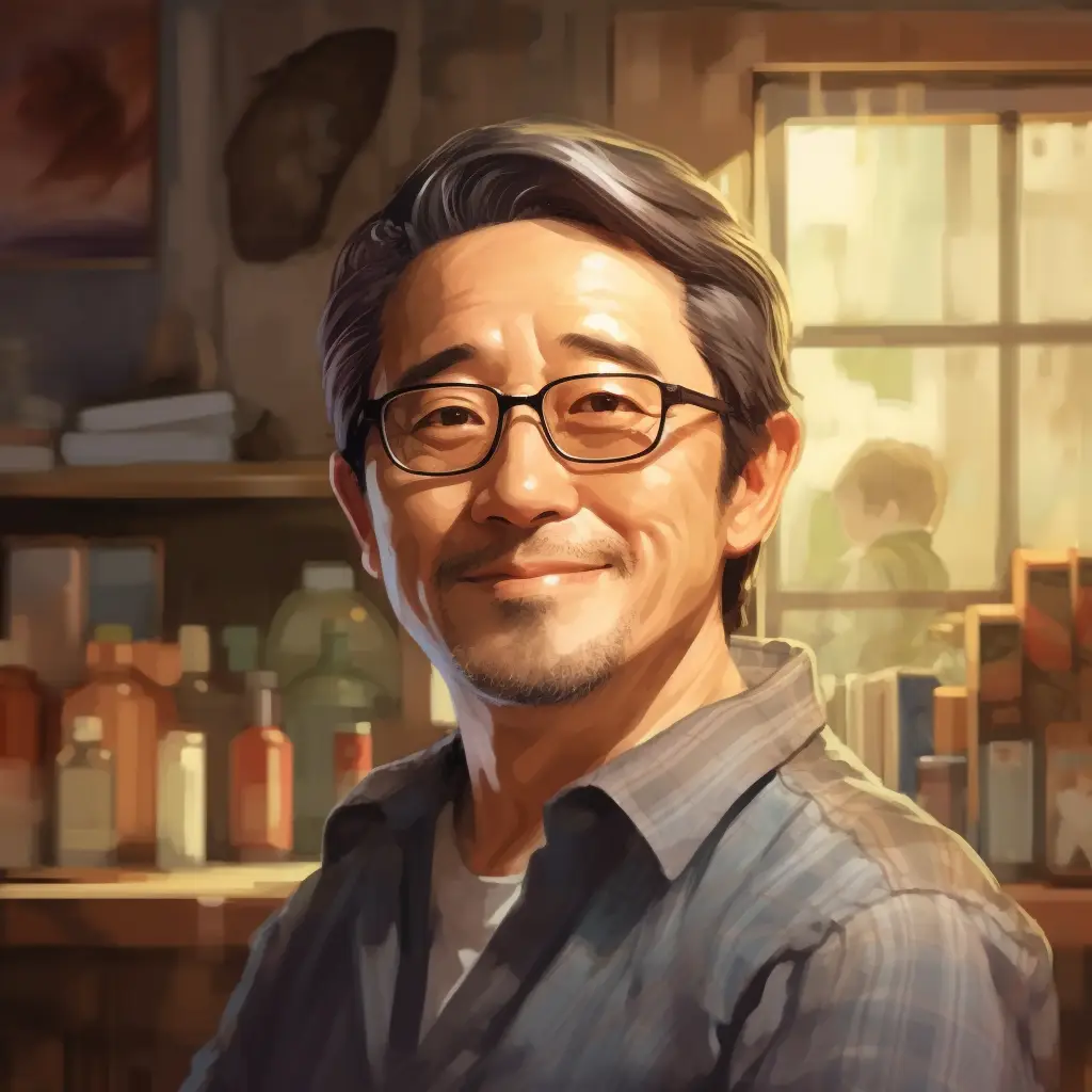 wrinkly man professor teacher cartoon illustration painting portrait face