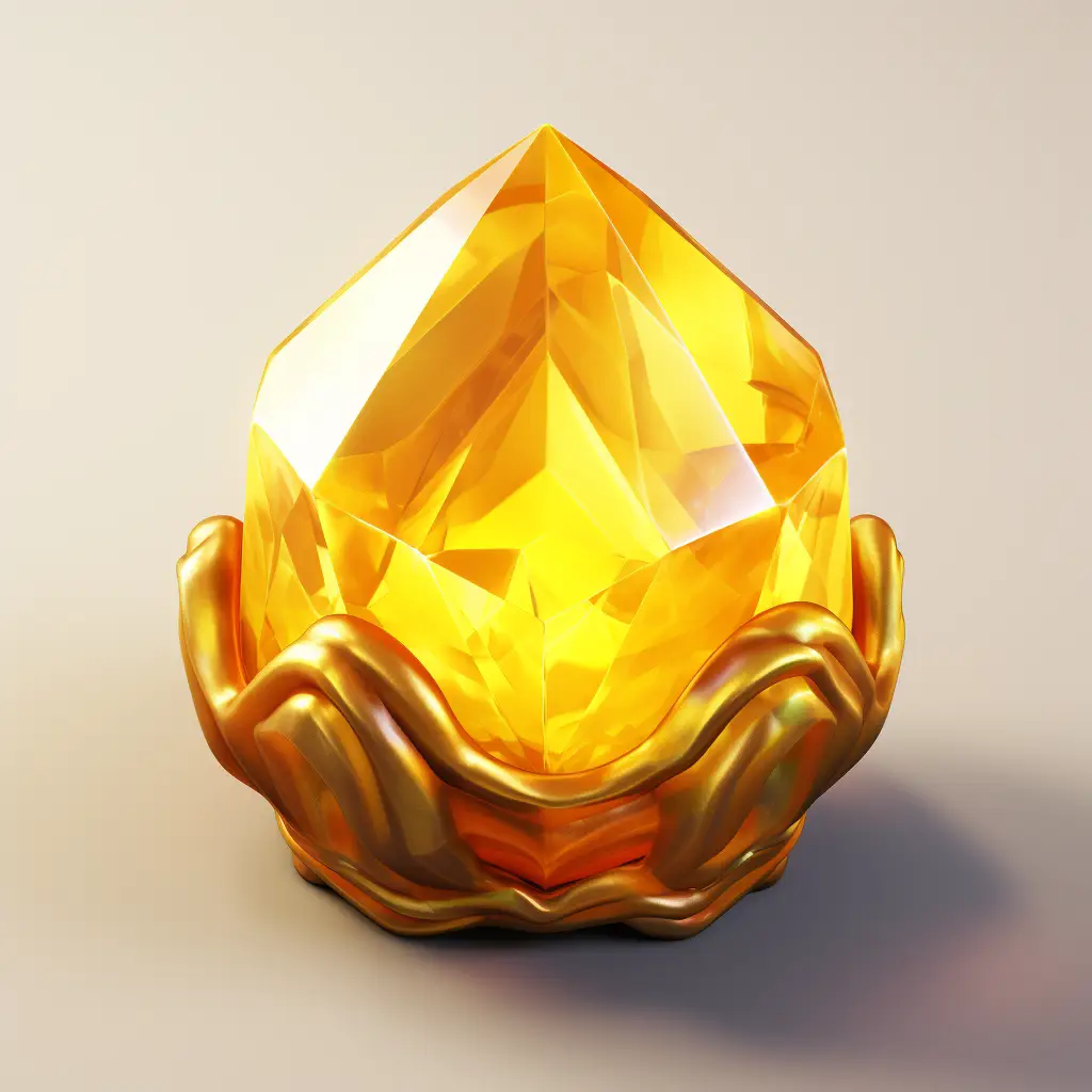 yellow gemstone sorcerer stone precious icon 3D material art game UI golden gold