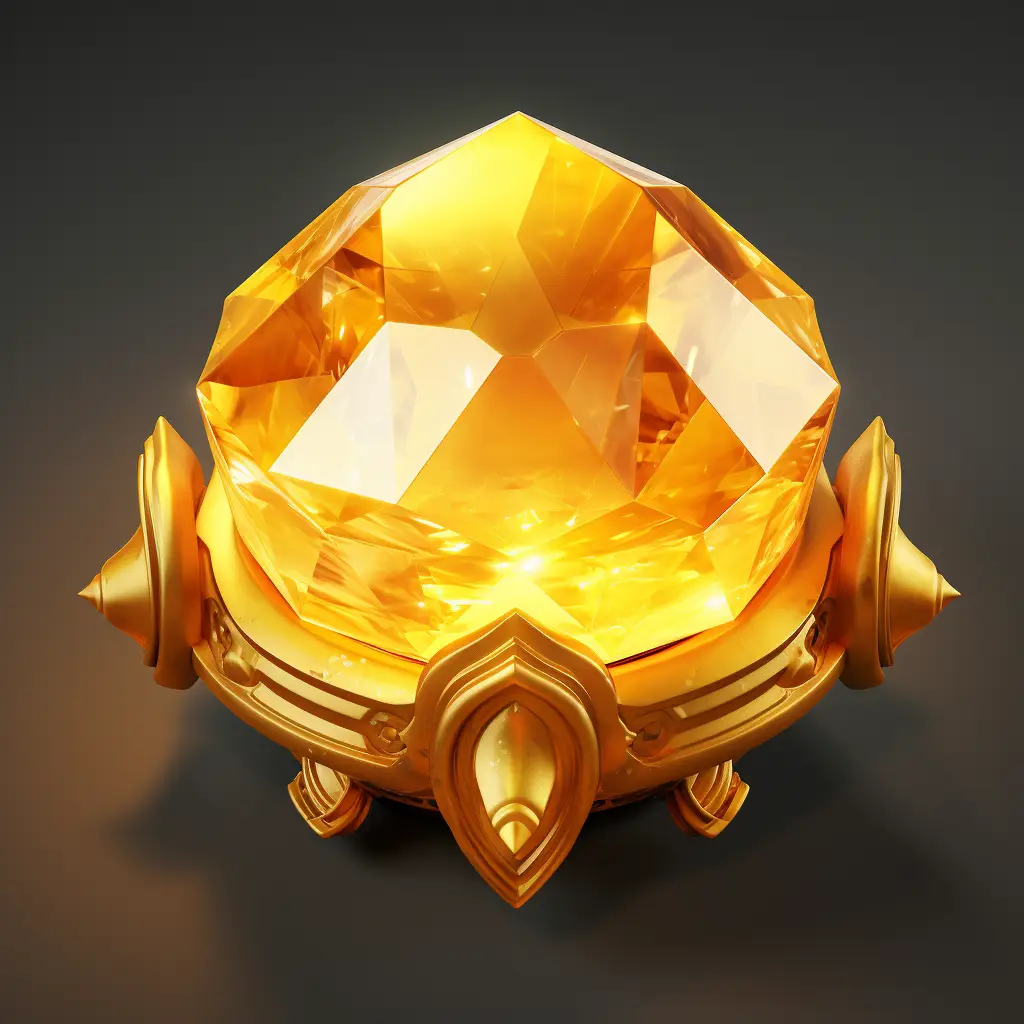 yellow gemstone sorcerer stone precious icon 3D material game art UI golden gold