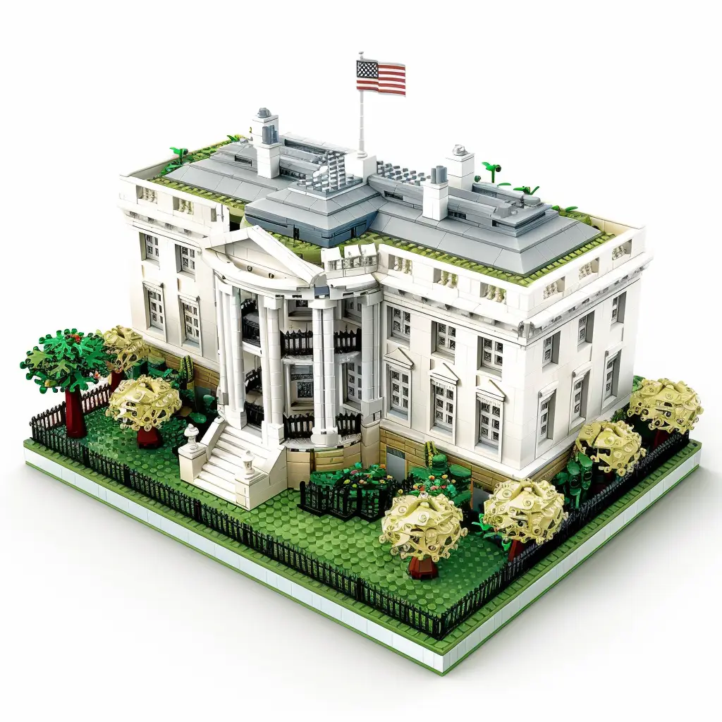 America US White House assembled 3D lego model scene