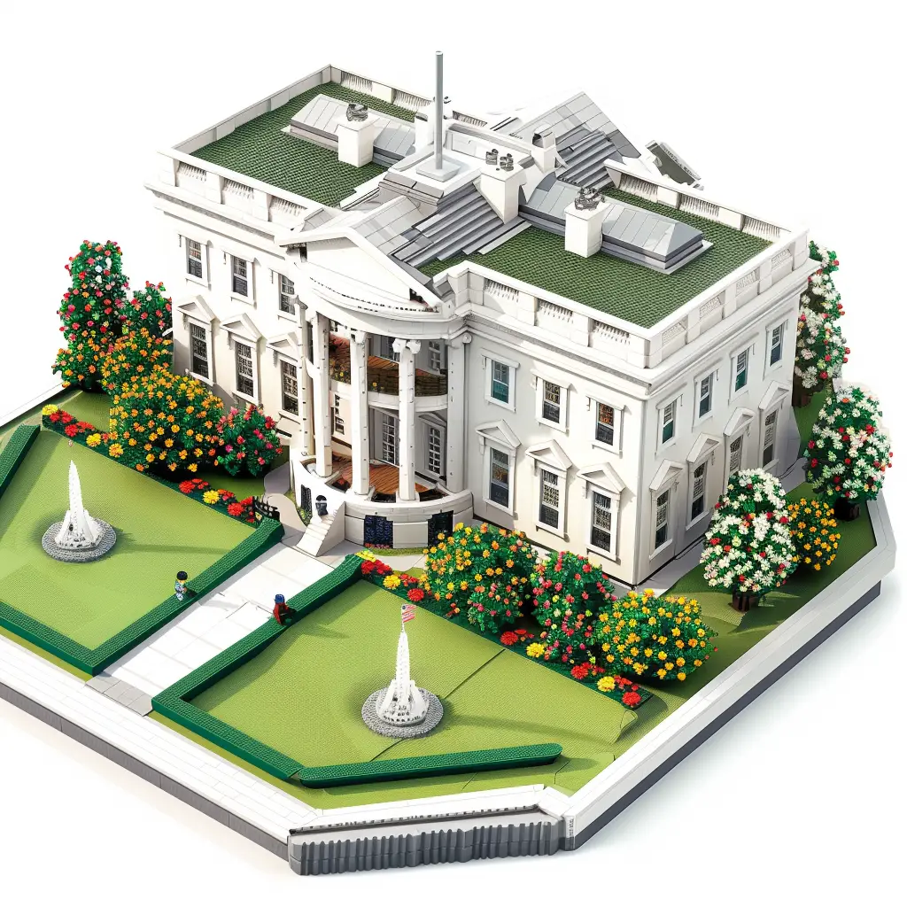 America US White House assembled lego 3D model scene