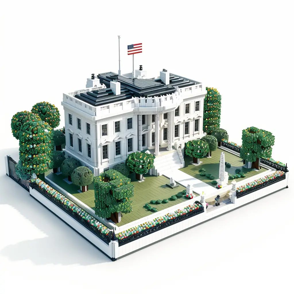 America US White House assembled lego 3D scene model