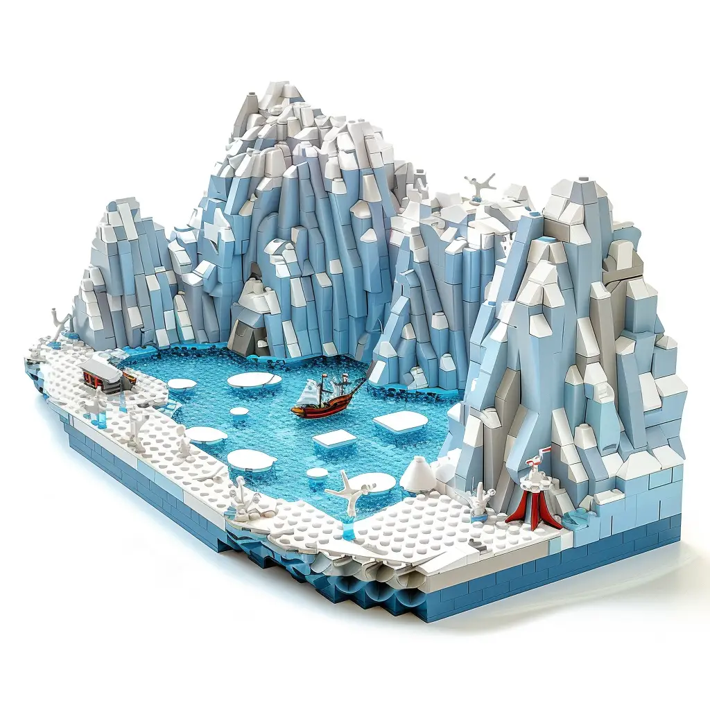Antarctic glacier ice assembled lego 3D scene model