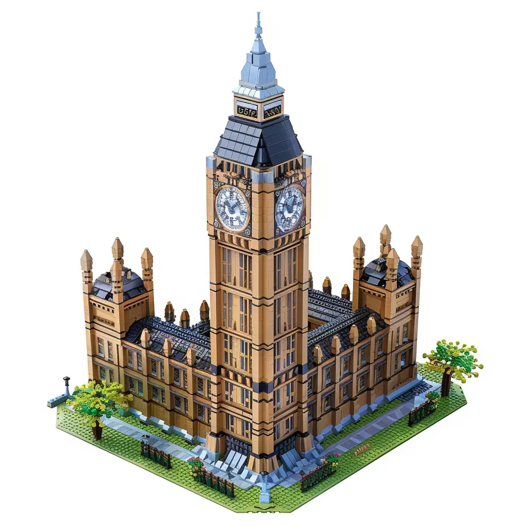 Big Ben London England assembled 3D lego model scene