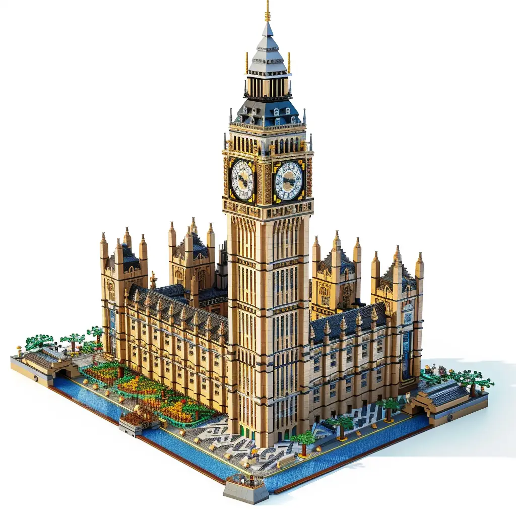 Big Ben London England assembled lego 3D model scene