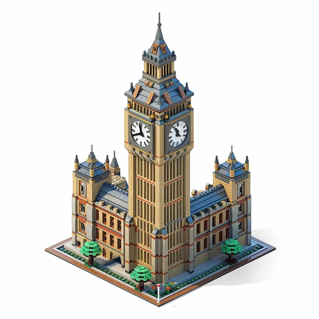 Big Ben London England assembled lego 3D scene model