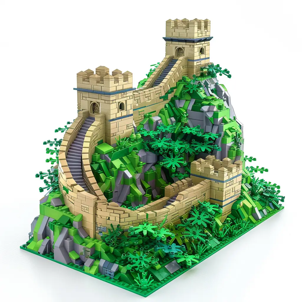 China Great Wall assembled 3D model lego scene