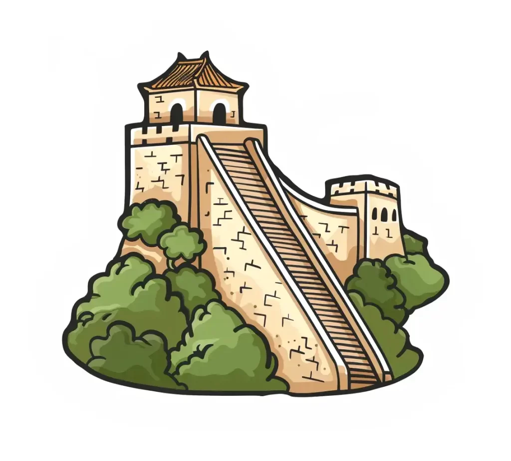 Great Wall logo vector line illustration cartoon