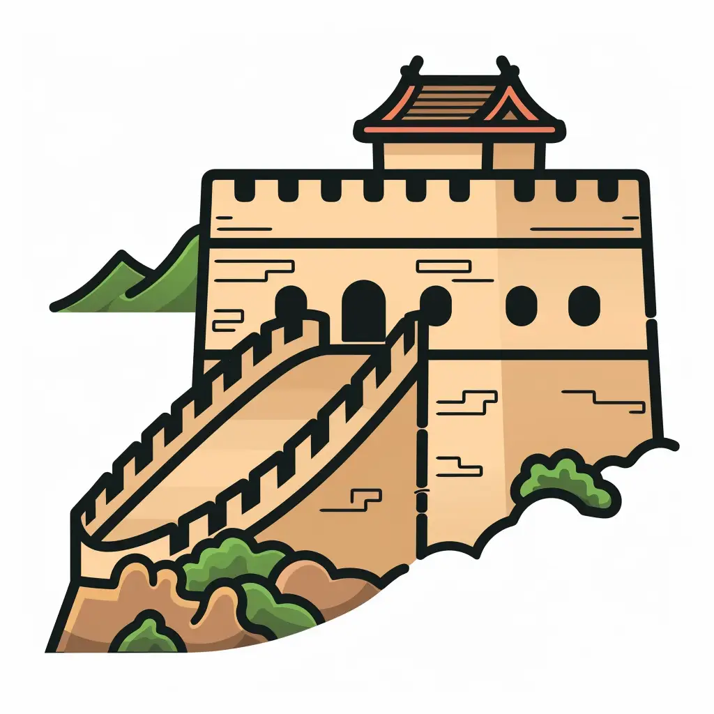 Great Wall vector logo sticker line cartoon