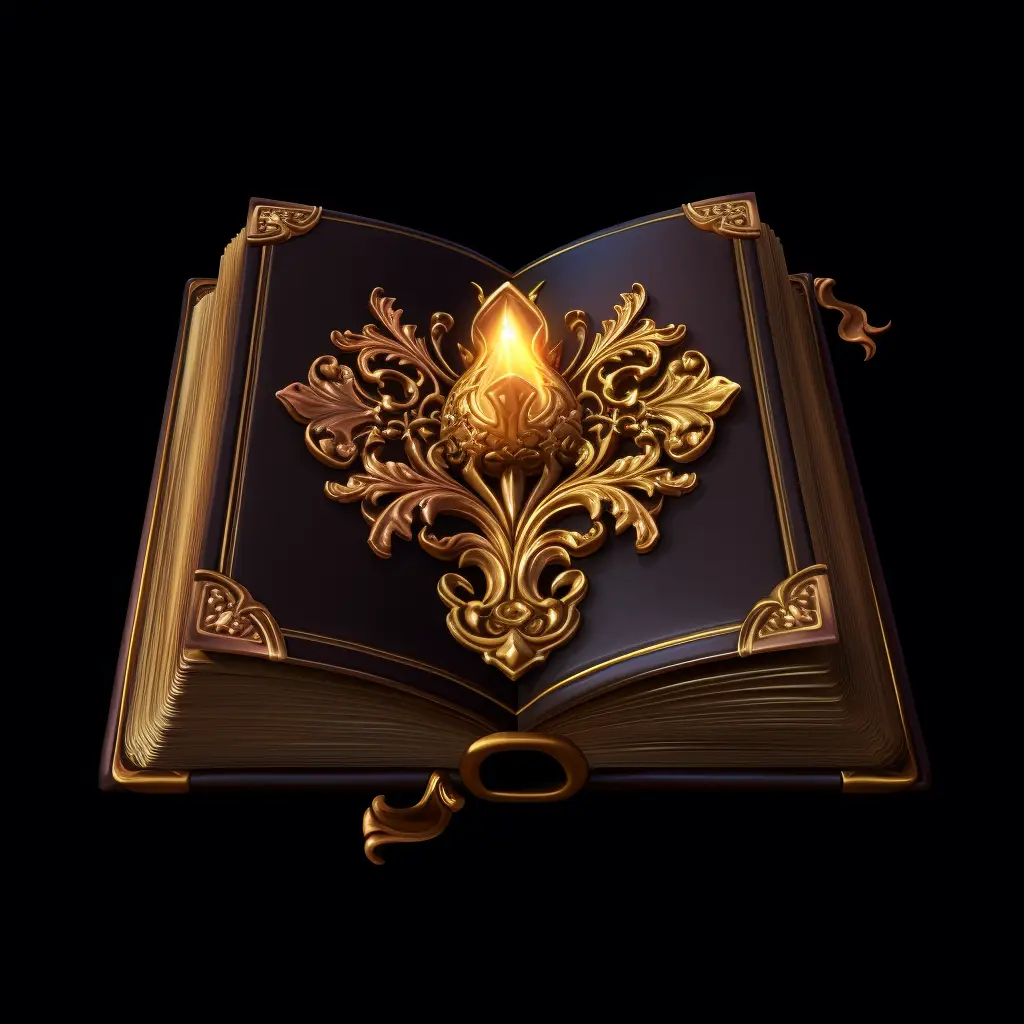 Grimoire magic book 3D material golden art gold game UI icon