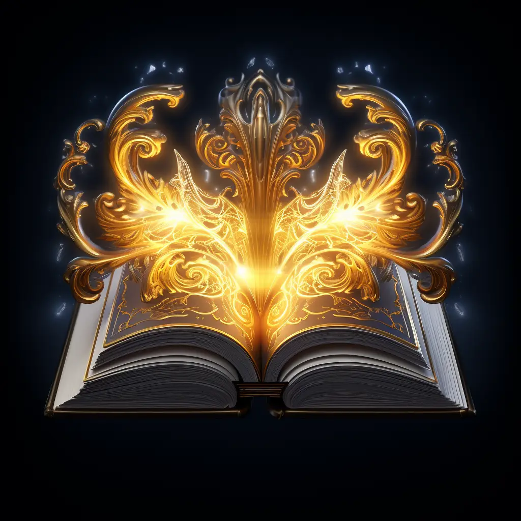 Grimoire magic book 3D material golden art gold game icon UI