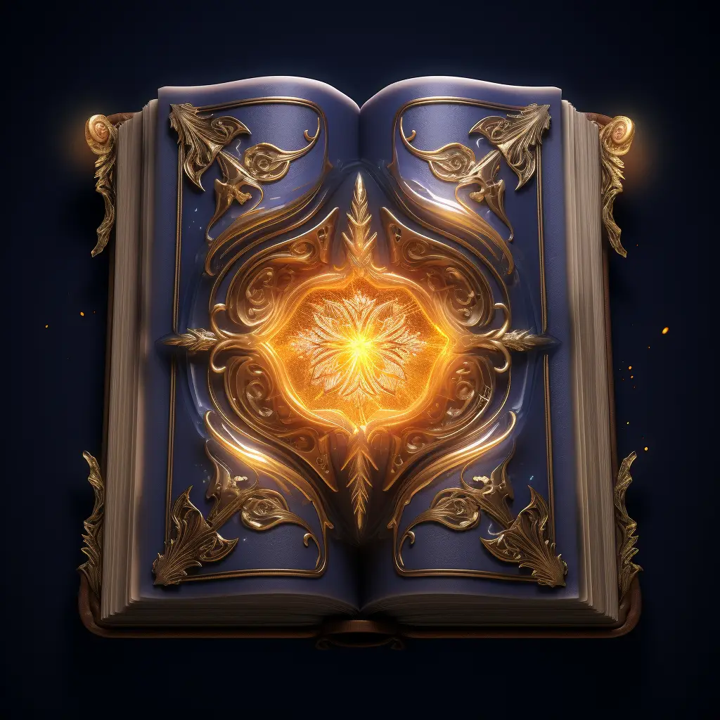 Grimoire magic book 3D material golden gold art game UI icon