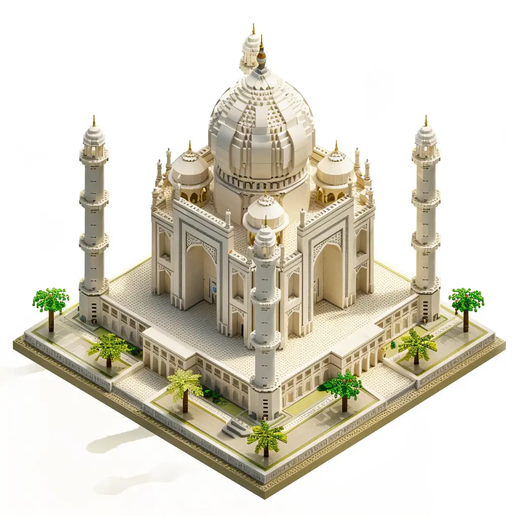 India Taj Mahal assembled 3D lego model scene