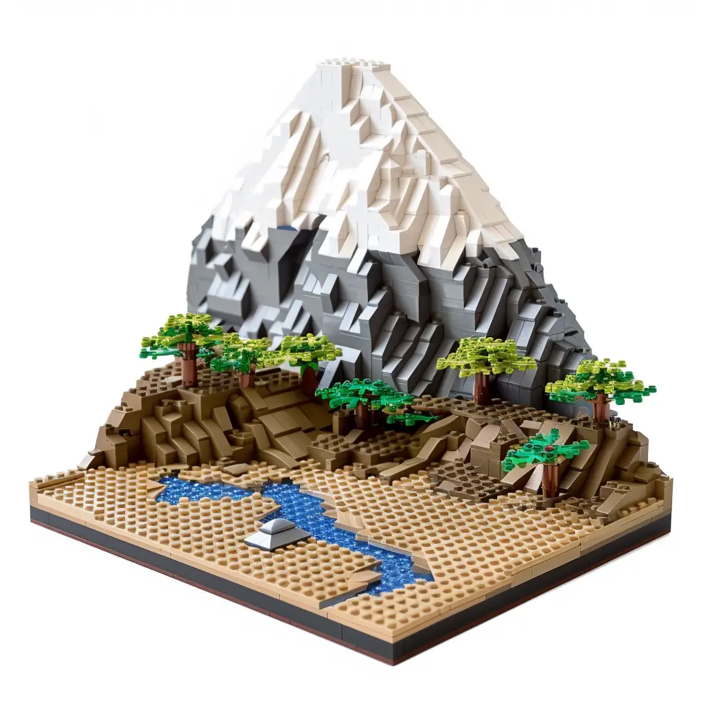 Japan Mount Fuji assembled lego 3D model scene