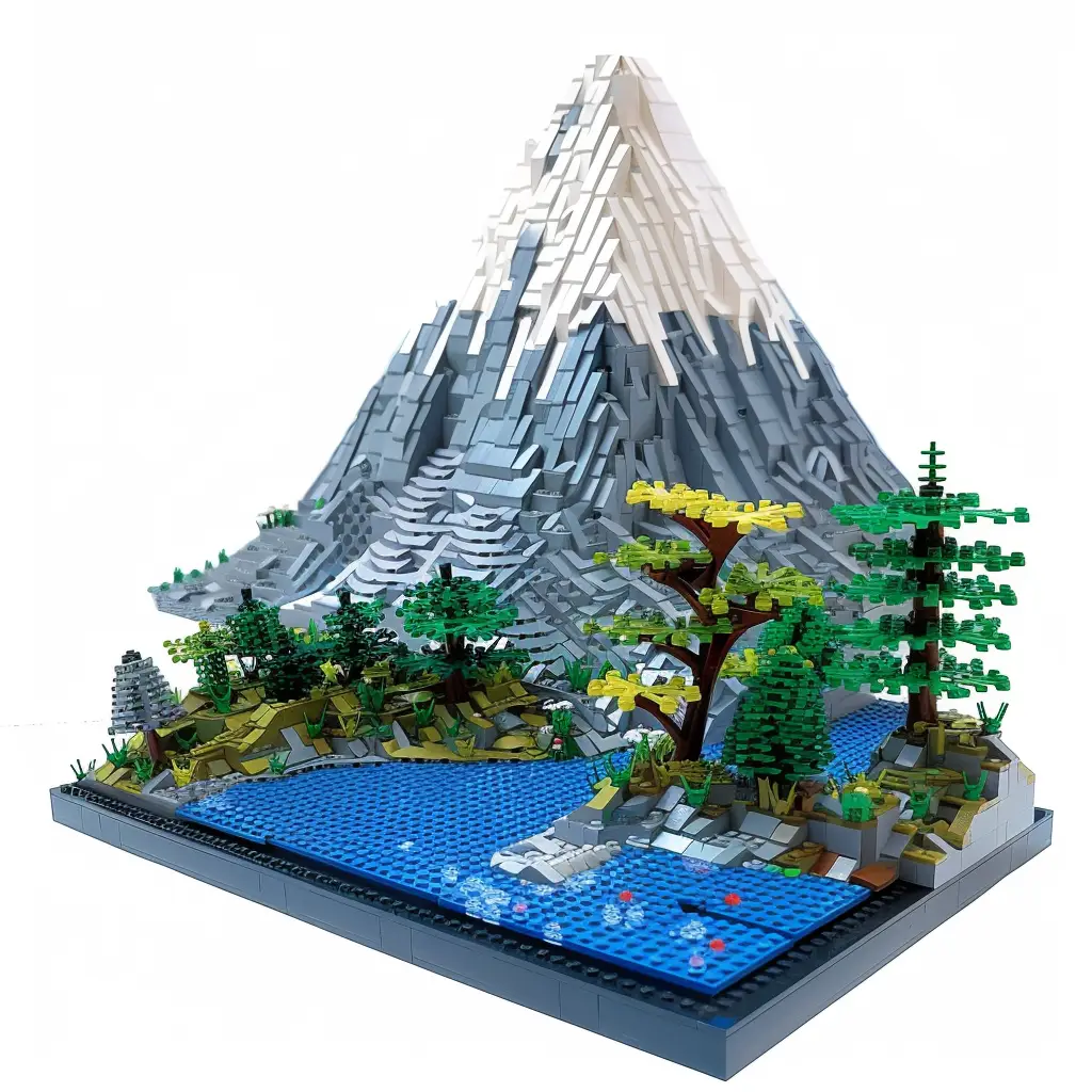 Japan Mount Fuji assembled lego model 3D scene