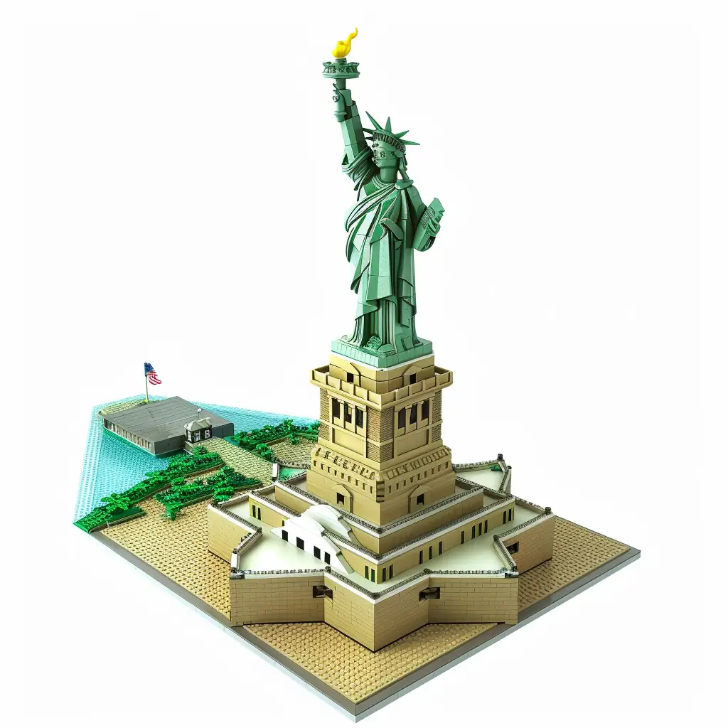NY America Statue of Liberty assembled lego 3D model scene