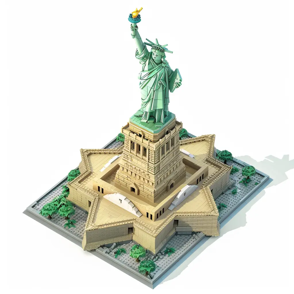 NY America Statue of Liberty assembled lego 3D scene model