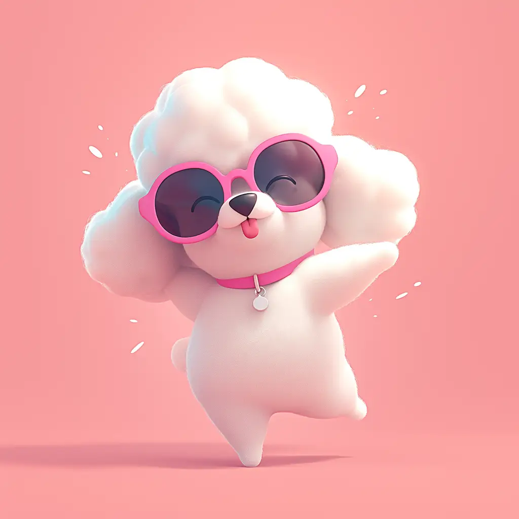 Poodle dog cute happy 3D character cartoon design