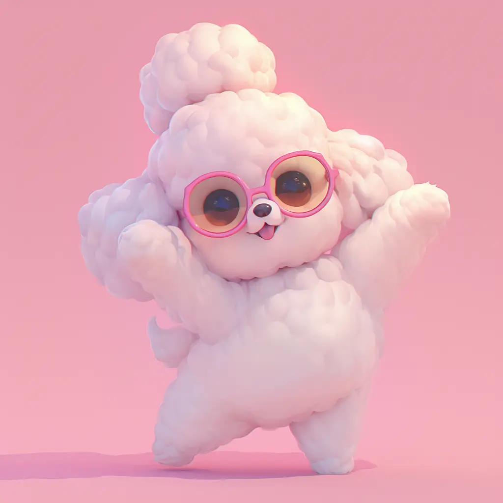 Poodle dog cute happy 3D character design cartoon