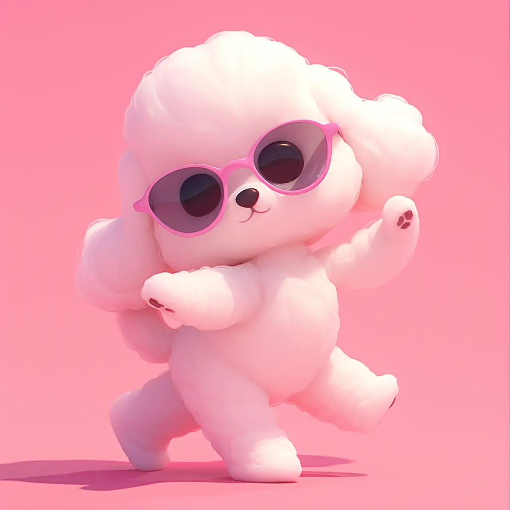 Poodle dog cute happy character 3D cartoon design