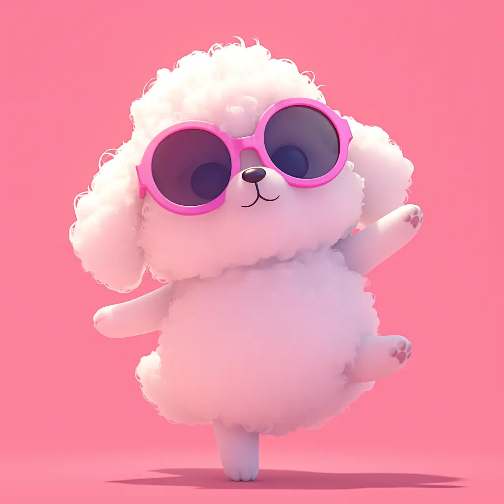 Poodle dog cute happy character 3D design cartoon