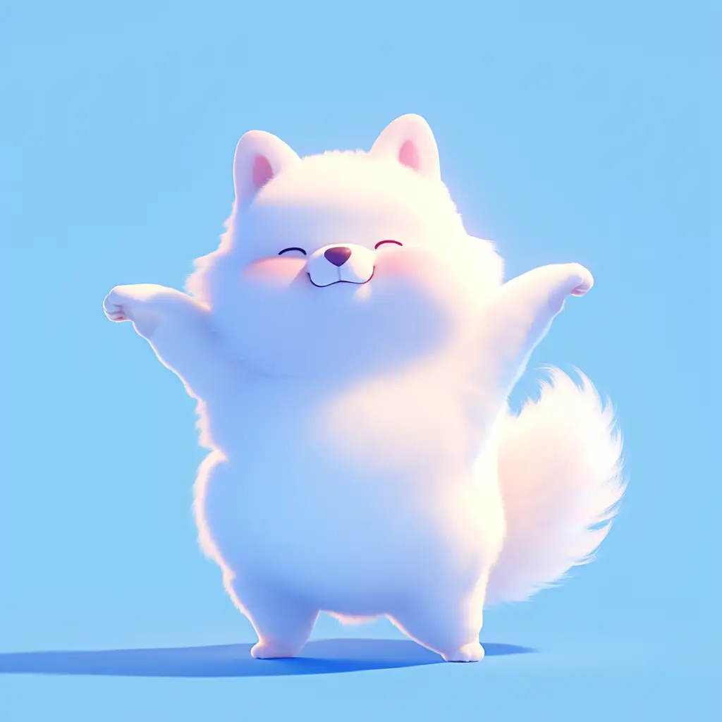 Samoyed dog cute happy 3D character cartoon design