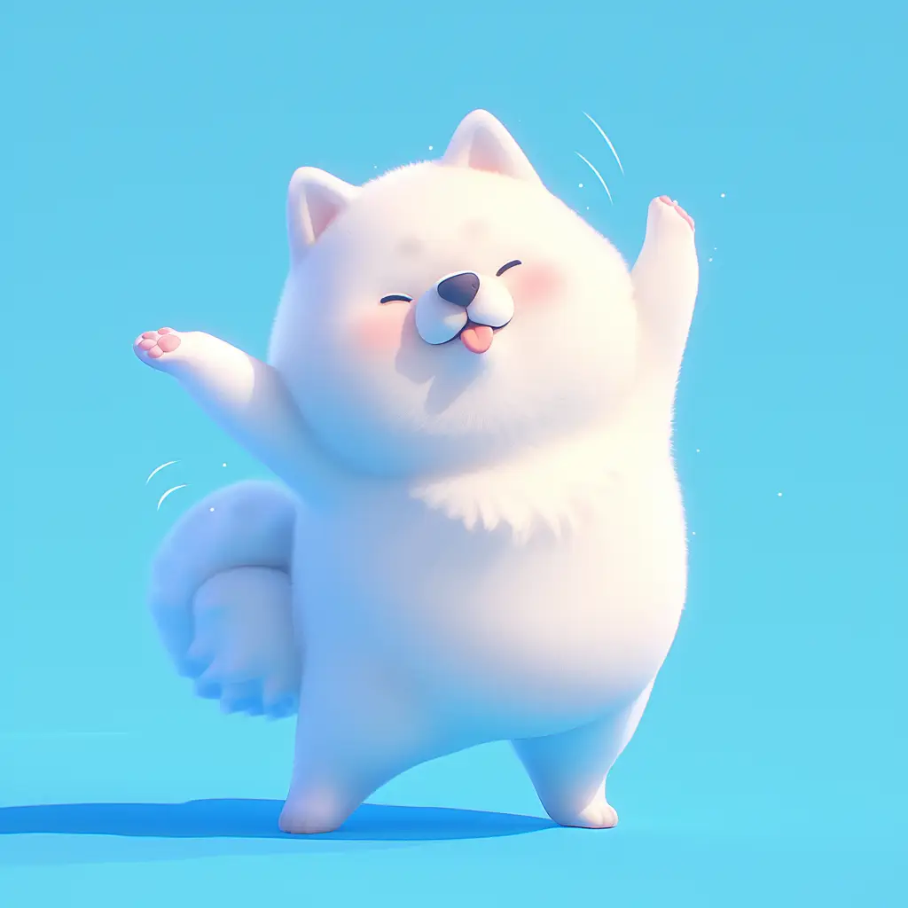 Samoyed dog cute happy 3D character design cartoon