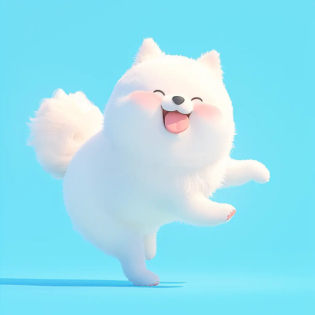 Samoyed dog cute happy character 3D design cartoon